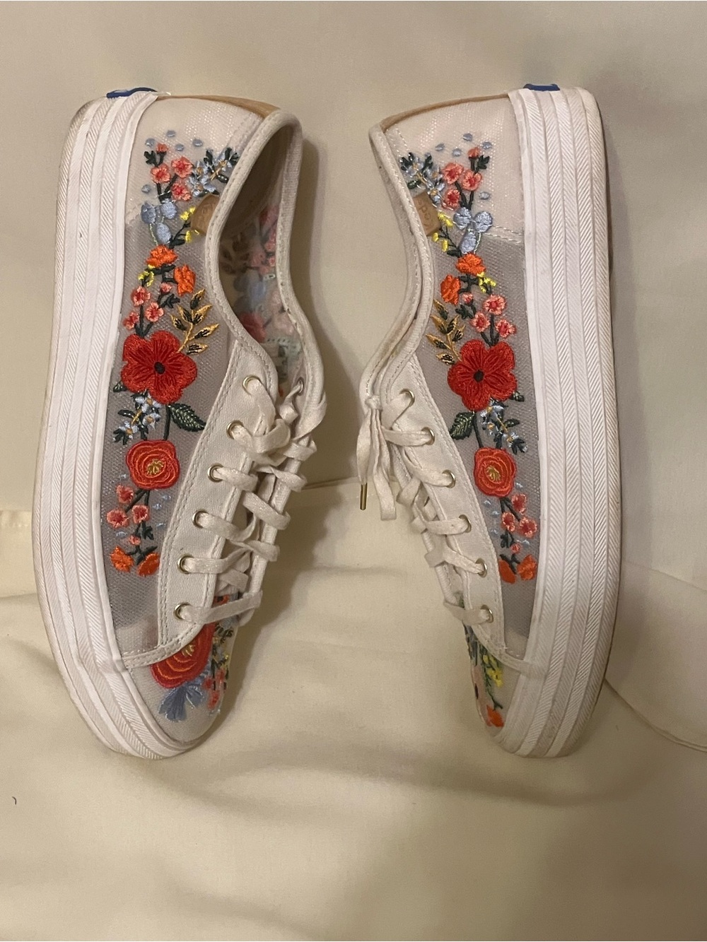 KEDS Rifle Paper Co Women's Embroidered Flowers Canvas Lace Up Sneakers Sz 10 - Picture 8 of 13